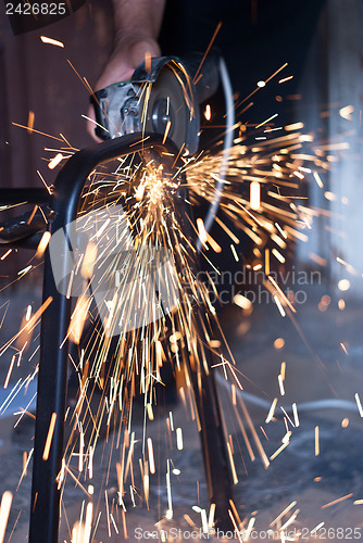 Image of sparks while grinding
