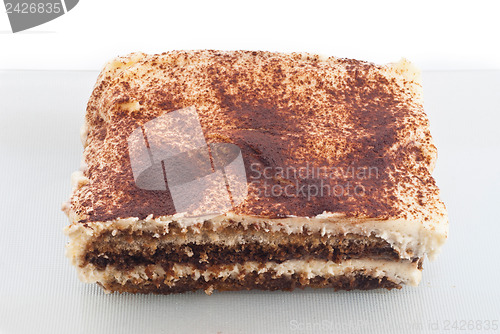 Image of tiramisu dessert isolated on white