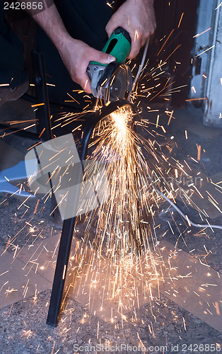 Image of sparks while grinding