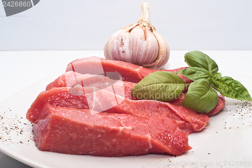 Image of Raw beef on white