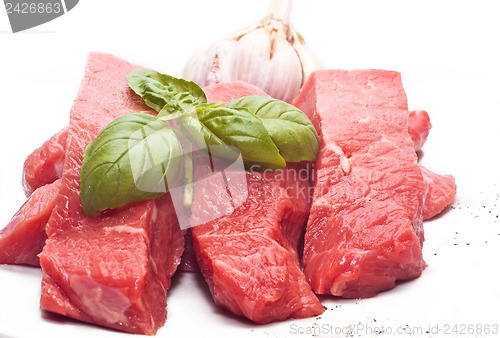 Image of Raw beef on white