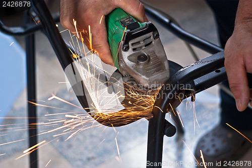 Image of sparks while grinding