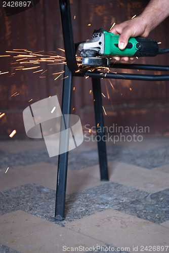 Image of sparks while grinding