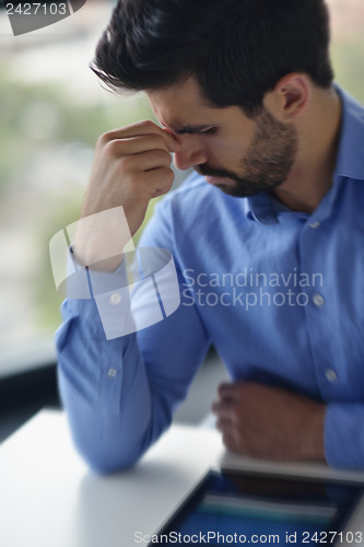 Image of business man with problems and stress in the office