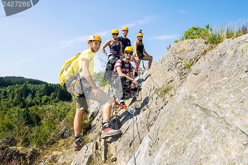 Image of Group Of Climbers On Rock