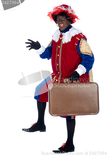 Image of Zwarte Piet with suitcase