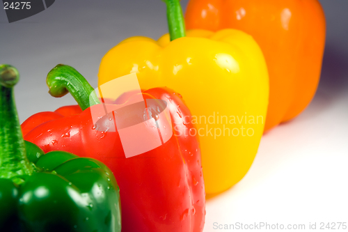 Image of Four wet peppers