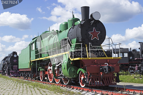 Image of The old  passenger Soviet locomotive