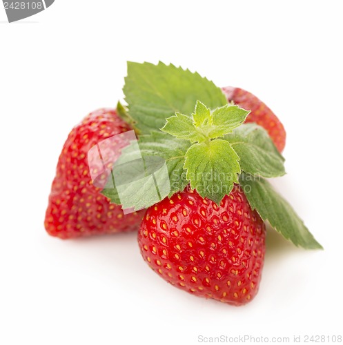 Image of Fresh strawberry, mint sheets