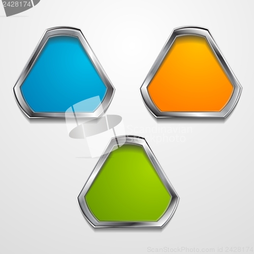 Image of Abstract vector shapes with silver frame