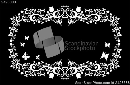 Image of black white beautiful illustration of floral ornament for your design 