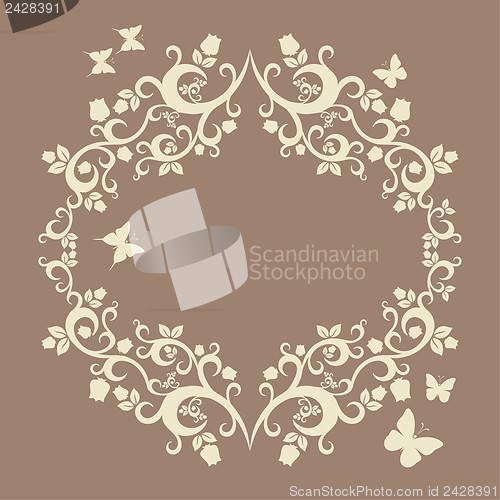 Image of brown or fallow beautiful illustration of floral ornament for your design 