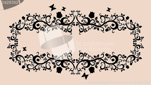 Image of black white beautiful illustration of floral ornament for your design 
