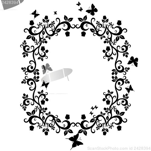 Image of black white beautiful illustration of floral ornament for your design 