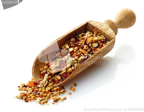 Image of wooden scoop with dried spices