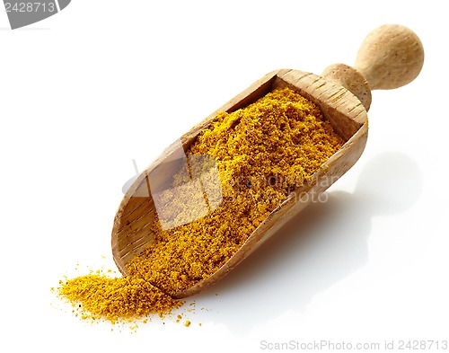 Image of wooden scoop with curry powder