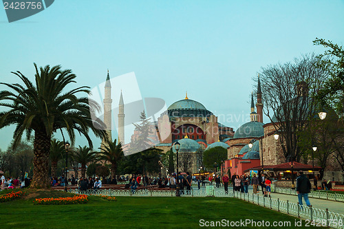 Image of Hagia Sophia in Istanbul, Turkey early in the evening