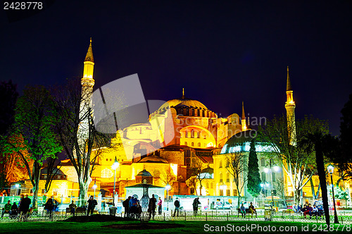 Image of Hagia Sophia in Istanbul, Turkey early in the evening