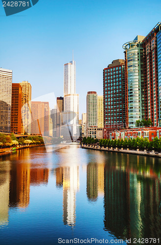 Image of Trump International Hotel and Tower in Chicago, IL in morning