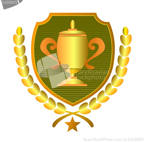 Image of Championship Cup in Shield and Leaves