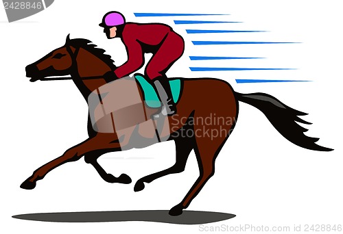 Image of Horse and Jockey Racing Retro