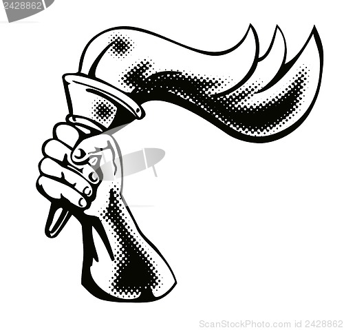 Image of Hand Flaming Torch Retro