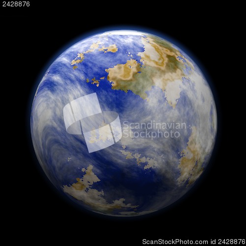 Image of Planet with Earth Clouds