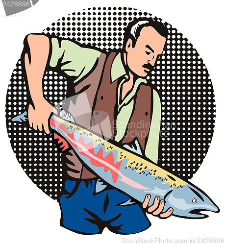 Image of Fisherman Salmon Fish Retro