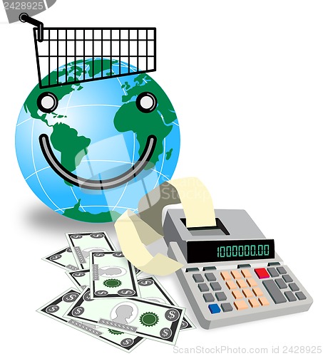 Image of Globe Shopping Calculator Money Retro