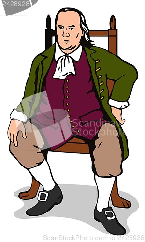 Image of Ben Franklin Sitting Retro