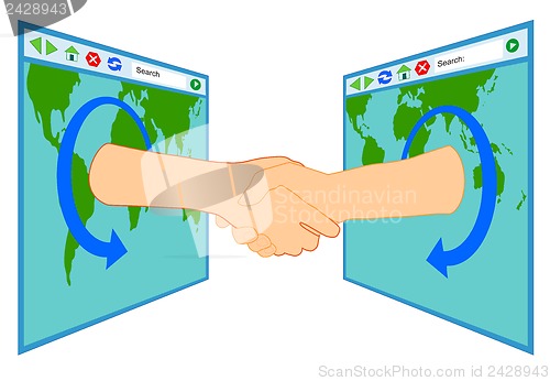 Image of Internet Handshake Over Window