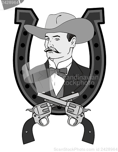 Image of Cowboy Portrait in Horseshoe
