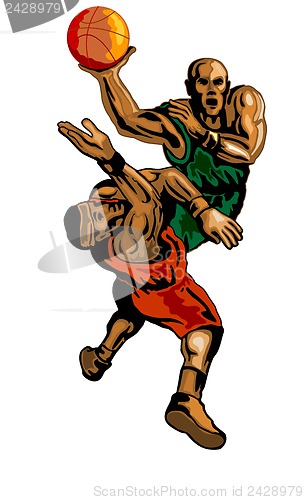 Image of Basketball Player Dunking Blocking