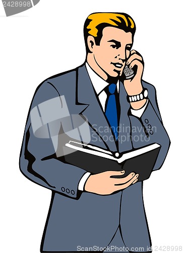 Image of Businessman on the Phone with Diary