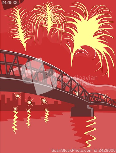 Image of Bridge Fireworks Retro