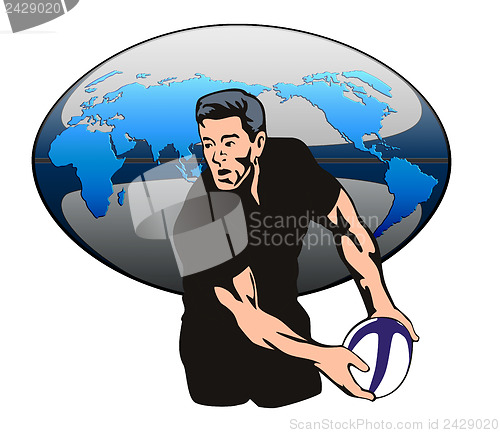 Image of Rugby Player with rugby ball map design