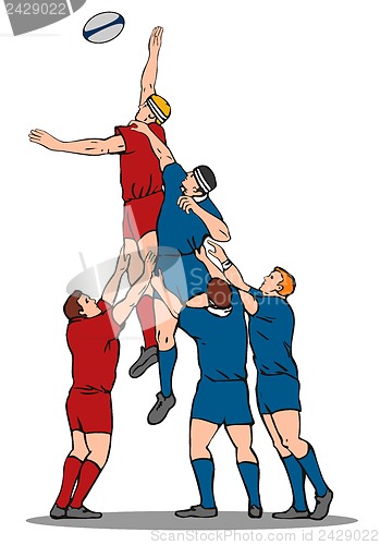 Image of Rugby Player Catching Lineout Ball