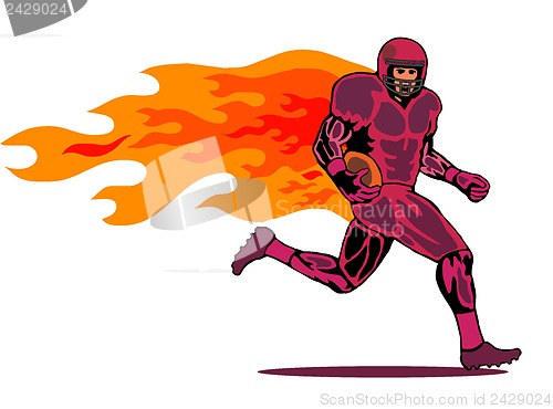 Image of Football Player Running Flames