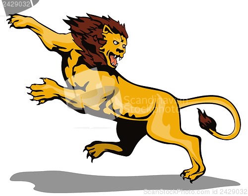 Image of Lion Big Cat Attacking Retro