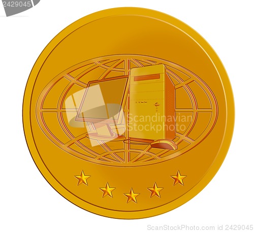 Image of PC Computer in Gold Coin