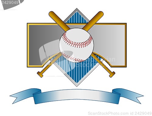 Image of Baseball and Bat on Metal Crest