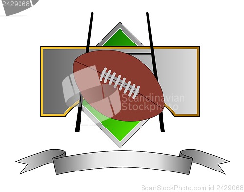 Image of Football and Goal Post on Metal Crest