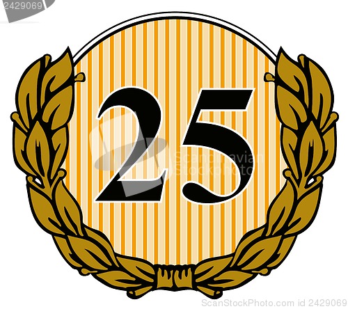 Image of 25 in Circle with Laurel Leaves