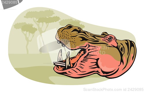 Image of Hippopotamus Head Retro