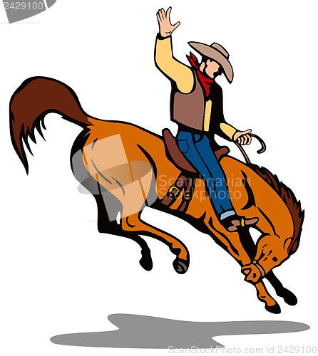 Image of Rodeo Cowboy Riding Horse