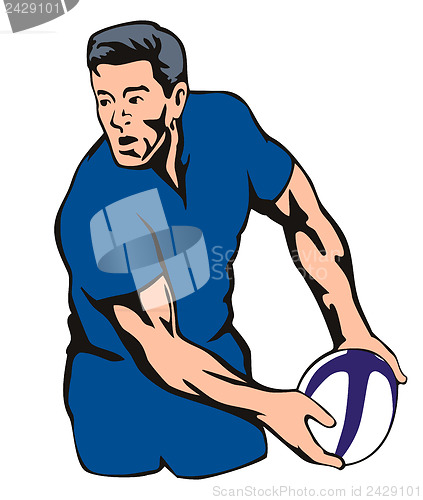 Image of Rugby player passing ball