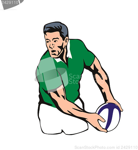 Image of Irish Rugby player passing ball