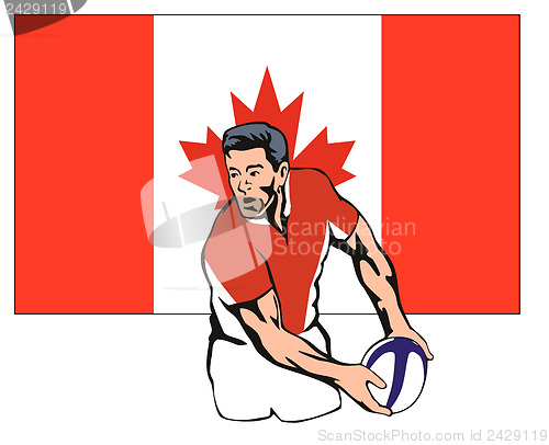 Image of Canadian Rugby player passing ball
