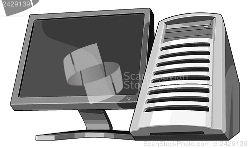 Image of Computer Server with Monitor