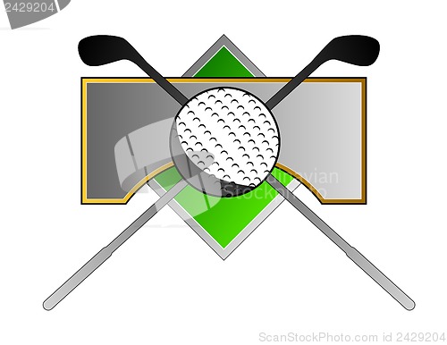 Image of Golf Ball Clubs on Metal Crest